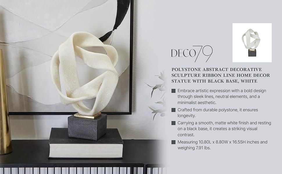 Deco 79 Contemporary White Sculpture